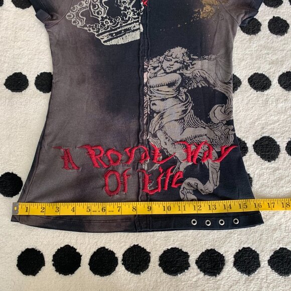 Rebel Spirit Black Embroidered Graphic Royal Way Of Life Shirt T-Shirt - Picture 11 of 12